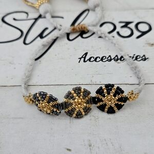 Miyuki Gold and Black Adjustable Bracelet